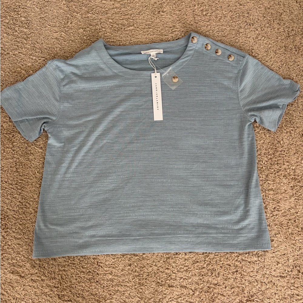 Jane and Delancey Blue Button-Detail Blouse